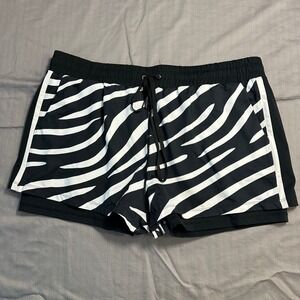 Tail Activewear Zebra Print 2-in-1 Athletic Shorts XL Black White Tennis Golf